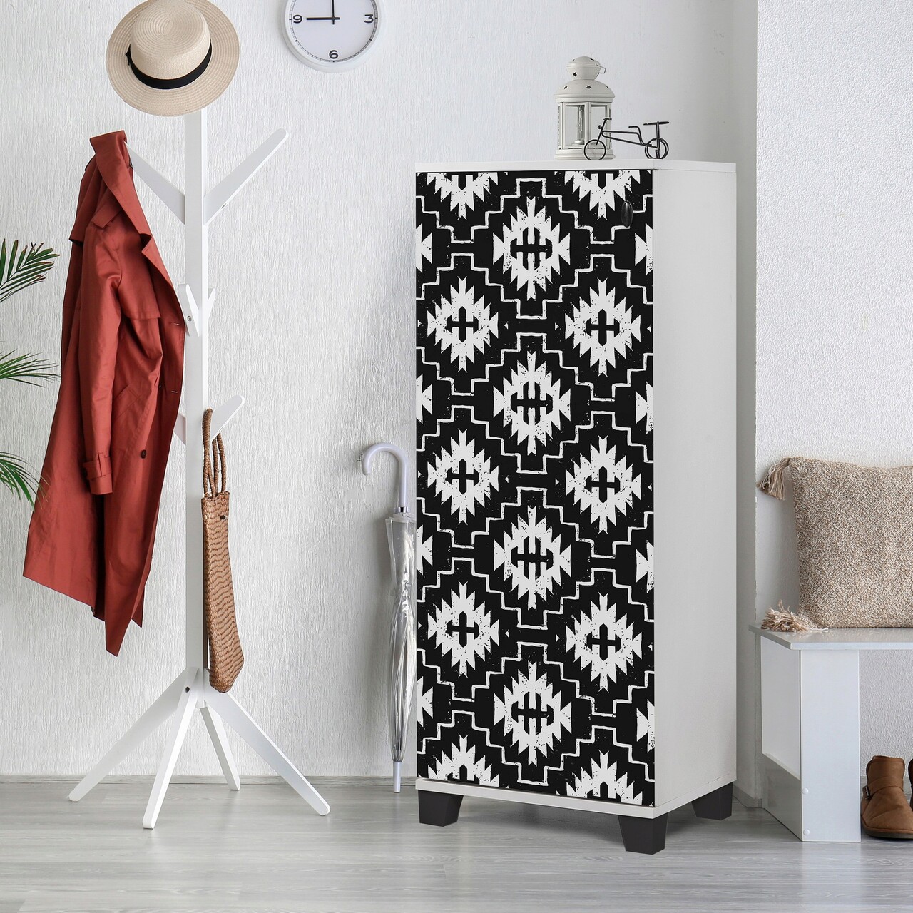 Pantofar, Hanah Home, Filinta Swan, 50x127x38 cm, Alb/Negru - imagine 7